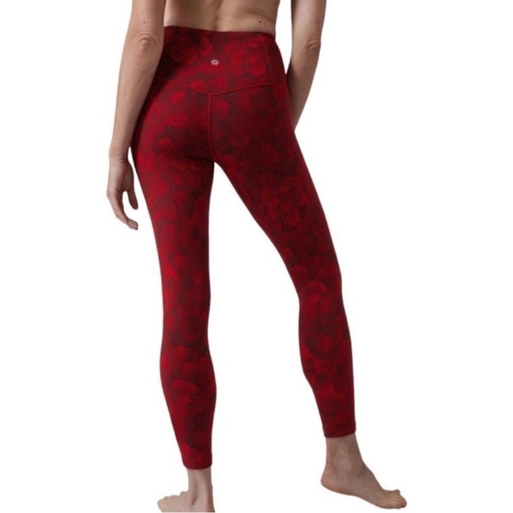 Athleta Elation Textured Tight Print Leggings Chakra Floral Red Yoga Size Medium - Picture 11 of 11